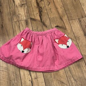 Mini Boden Pink corduroy Skirt with Fox Appliqués size 5-6Y